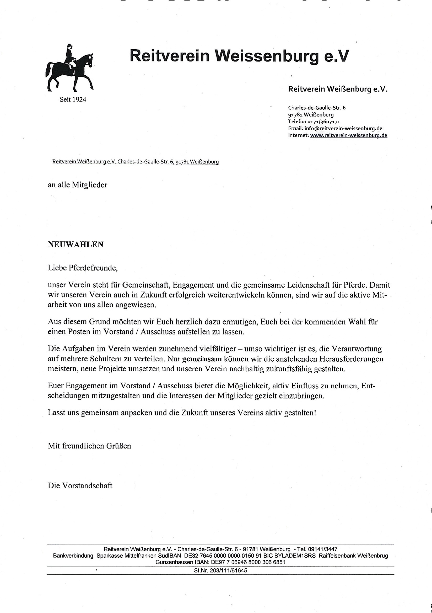 RV Brief Mitgliederversammlung